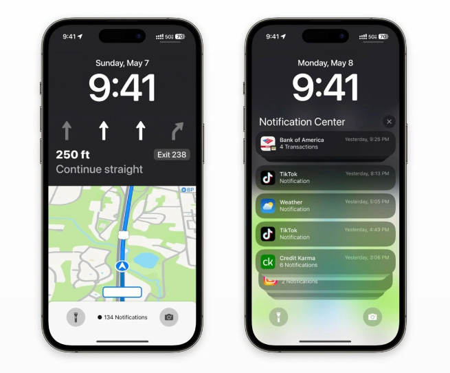 湛江苹果维修服务分享iOS17锁屏地图导航半屏显示长什么样 